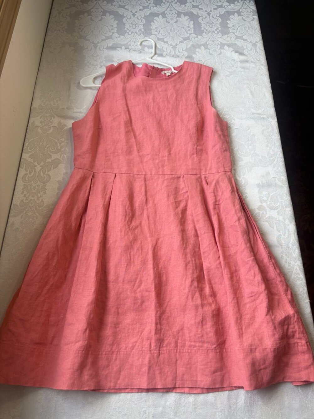 Gap Coral Pink Linen Blend Lined Fit & Flare Dress with Pockets Size 14